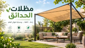 مظلات الحدائق بالرياض دليل اختيار التصميم والخامة المناسبة